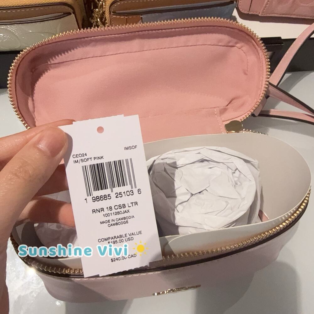 NWT Coach Rainer Crossbody Bag 18 CEO24 Gold/Soft Pink Shiny smooth leather - Picture 3 of 8